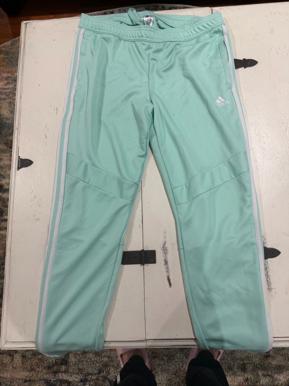 adidas Mint Green Track Pants with White Stripes